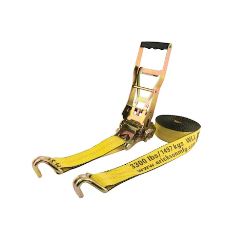 Erickson 2"X40Ft 10,000 lb Multiplier Ratchet Strap w/ "J" Hks "Bale Boss" Bulk 58542